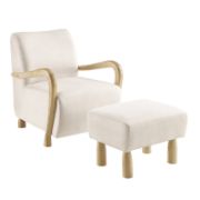 Solid Wood Chair & Ottoman Set