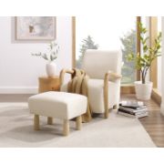 Solid Wood Chair & Ottoman Set