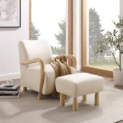 Solid Wood Chair & Ottoman Set
