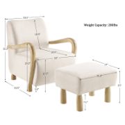 Solid Wood Chair & Ottoman Set