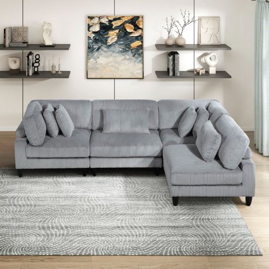 4-Piece Customizable Sofa with Reversible Cushions & Matching Pillows