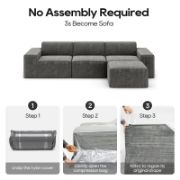 4-Piece L-Shaped Upholstered Sofa 3 Seats with an Ottomans