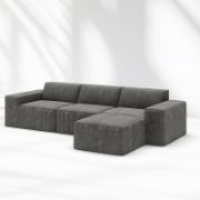 4-Piece L-Shaped Upholstered Sofa 3 Seats with an Ottomans