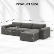 4-Piece L-Shaped Upholstered Sofa 3 Seats with an Ottomans