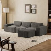4-Piece L-Shaped Upholstered Sofa 3 Seats with an Ottomans