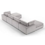 6-Piece Minimalist Modern Soft-Upholstered Sectional With Two Ottomans