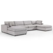 6-Piece Minimalist Modern Soft-Upholstered Sectional With Two Ottomans