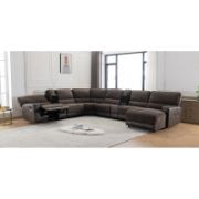 8 - Pieces Vegan Leather Blend Chenille Reclining Sectional