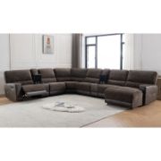 8 - Pieces Vegan Leather Blend Chenille Reclining Sectional