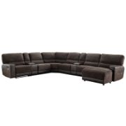 8 - Pieces Vegan Leather Blend Chenille Reclining Sectional