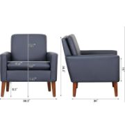 Modern Blue Faux Leather Upholstered Armchair