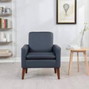 Modern Blue Faux Leather Upholstered Armchair