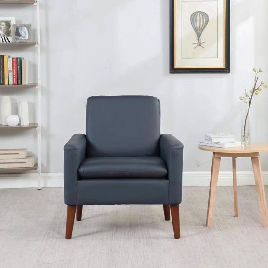 Modern Blue Faux Leather Upholstered Armchair