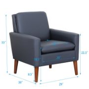 Modern Blue Faux Leather Upholstered Armchair