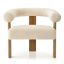 Beige Polyester Armchair with Curved Back and Wooden Legs