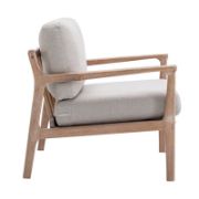 Linen Upholstered ArmChair with Wooden Legs (Set of 2)
