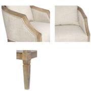 Curved Solid Wood Upholstered Armchair
