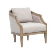 Curved Solid Wood Upholstered Armchair