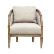 Curved Solid Wood Upholstered Armchair