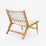 Solid Wood and PU Leather Woven Armless Chair, Set of 2