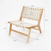 Solid Wood and PU Leather Woven Armless Chair, Set of 2