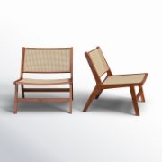 Solid Wood and Rattan Accent Chair (Set of 2)