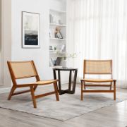 Solid Wood and Rattan Accent Chair (Set of 2)