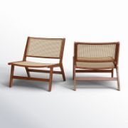 Solid Wood and Rattan Accent Chair (Set of 2)