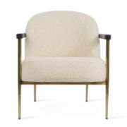 Off White Extra Loop Armchair in Brass