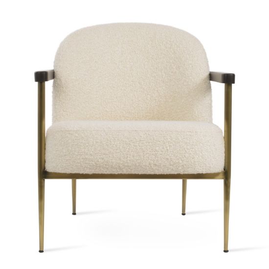 Off White Extra Loop Armchair in Brass