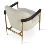 Off White Extra Loop Armchair in Brass
