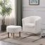 Wide Teddy Fabric Fluffy Faux Fur Swivel Barrel Chair and Ottoman