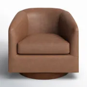 Vegan Leather Swivel Barrel Chair