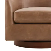 Vegan Leather Swivel Barrel Chair