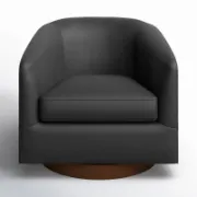 Vegan Leather Swivel Barrel Chair