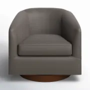 Vegan Leather Swivel Barrel Chair