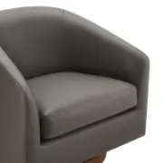 Vegan Leather Swivel Barrel Chair