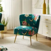 Velvet Printed Chair With Tufted Back