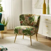 Velvet Printed Chair With Tufted Back