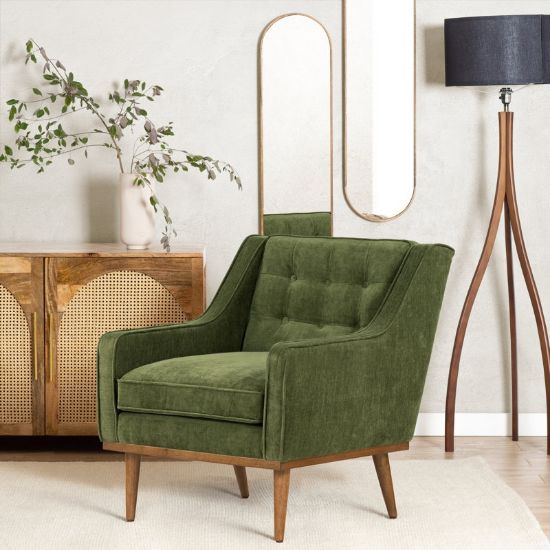Distressed Velvet Fabric Lounge Chair