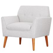 Upholstered Linen Armchair with Tufted Buttons