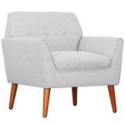 Upholstered Linen Armchair with Tufted Buttons