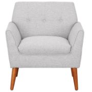 Upholstered Linen Armchair with Tufted Buttons