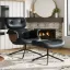 Lounge chair is made of high-quality PU material combined with a walnut design