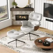 Lounge chair is made of high-quality PU material combined with a walnut design