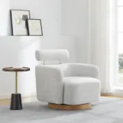A round chair with a swivel design.