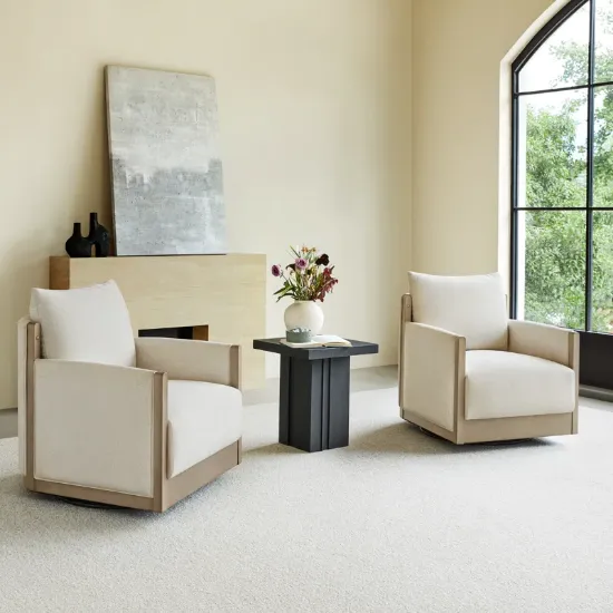 Upholstered Swivel Accent Chair (Set of 2)