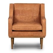 A leather recliner chair with tufted buttons.