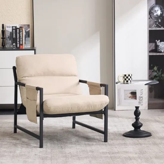 Metal Framed Sling Accent Chair