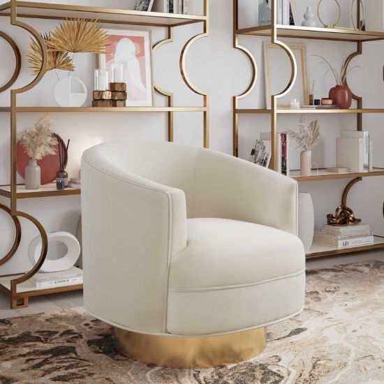 Velvet Swivel Barrel Chair